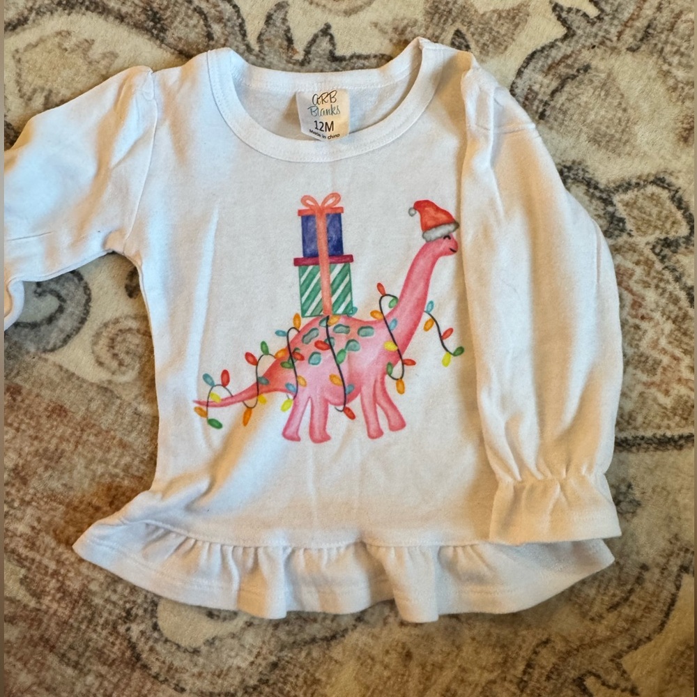 Christmas Dino Ruffle Long Sleeve